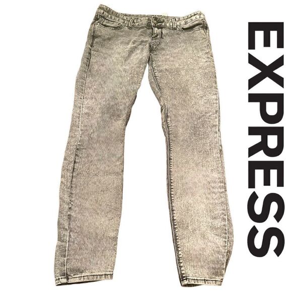Express Zelda Slim Fit Ultra Low Rise Gray Jeans (Size 8) - Picture 2 of 11